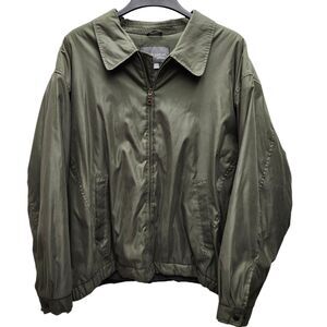 Croft & Barrow Windbreaker Jacket Mens XXL Fleece Lined Green Stain Defense
